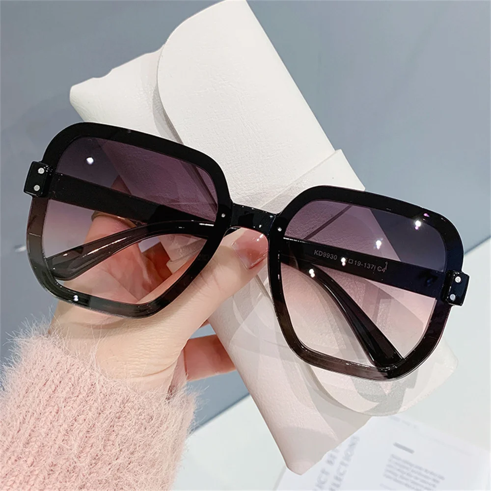 Top Trends: KLASSNUM Fashion Large Frame Sunglasses Women Trendy Gradient Sunglasses Men Shades UV400 Goggle Eyewear Oculos De Sol Shoppable Styles