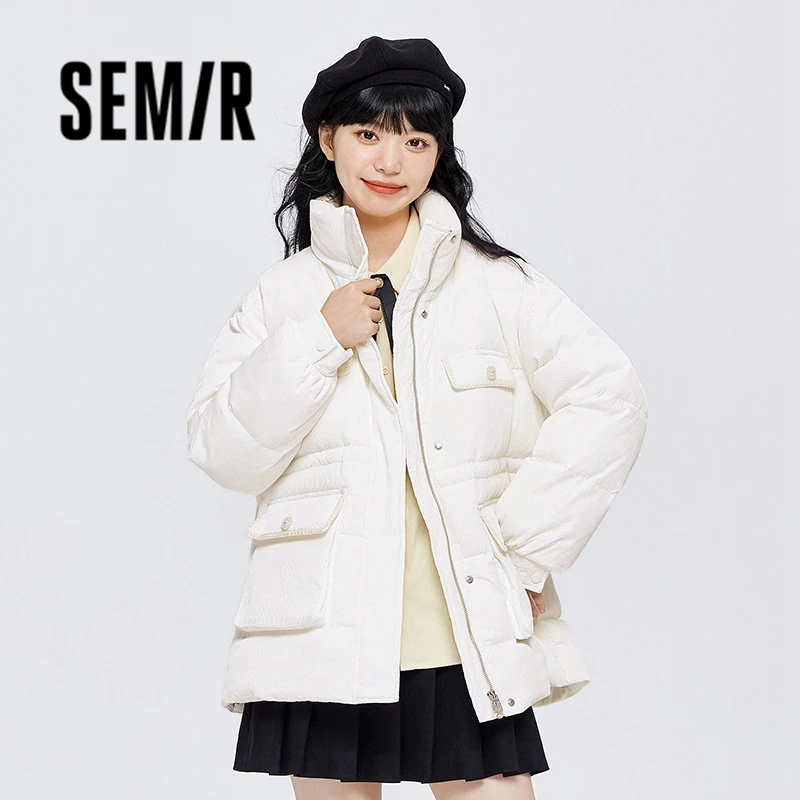 Top Trends: Semir Down Jacket Women Mid-Length Loose Fashion 2023 Winter New Stand-Up Collar Texture Fragrance Style All-Match Thick Coat Shoppable Styles