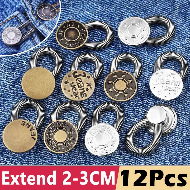 Top Trends: Magic Metal Button Extender For Pants Jeans Free Sewing Adjustable Retractable Waist Extenders Button Waistband Expander Shoppable Styles