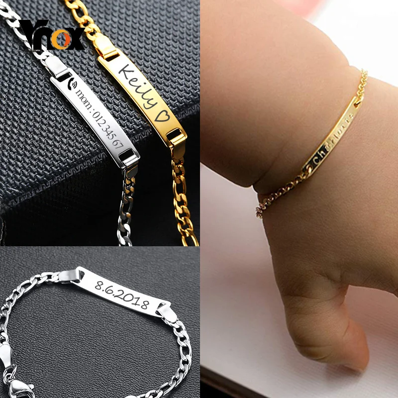 Top Trends: Vnox Personalize Custom Baby Name Bracelet Gold Tone Solid Stainless Steel Adjustable Bracelet New Born To Child Girls Boys Gift Shoppable Styles