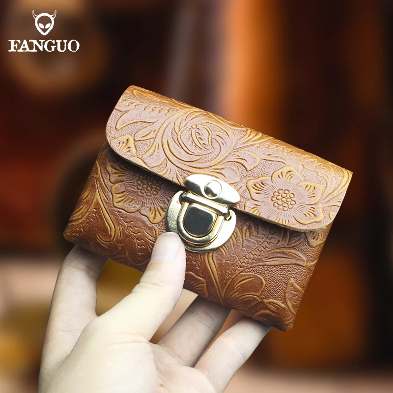 Top Trends: 2022 New Genuine Leather Card Holder For Men Women Handmade Credit Card Holder Coin Purse Case Small Short Wallet Change Bag Shoppable Styles