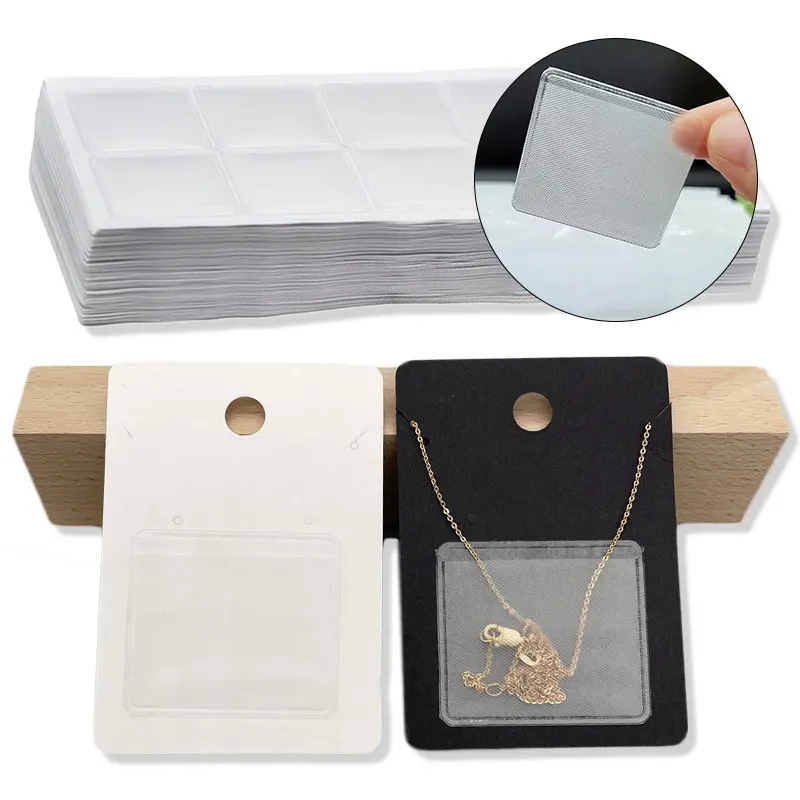 Top Trends: 50pcs Necklace Chain Adhesive Pouch For DIY Jewelry Making Necklace Packing Card Self-Adhesive Chain Pocket 4.2x3.7 & 3.2x2.5cm Shoppable Styles