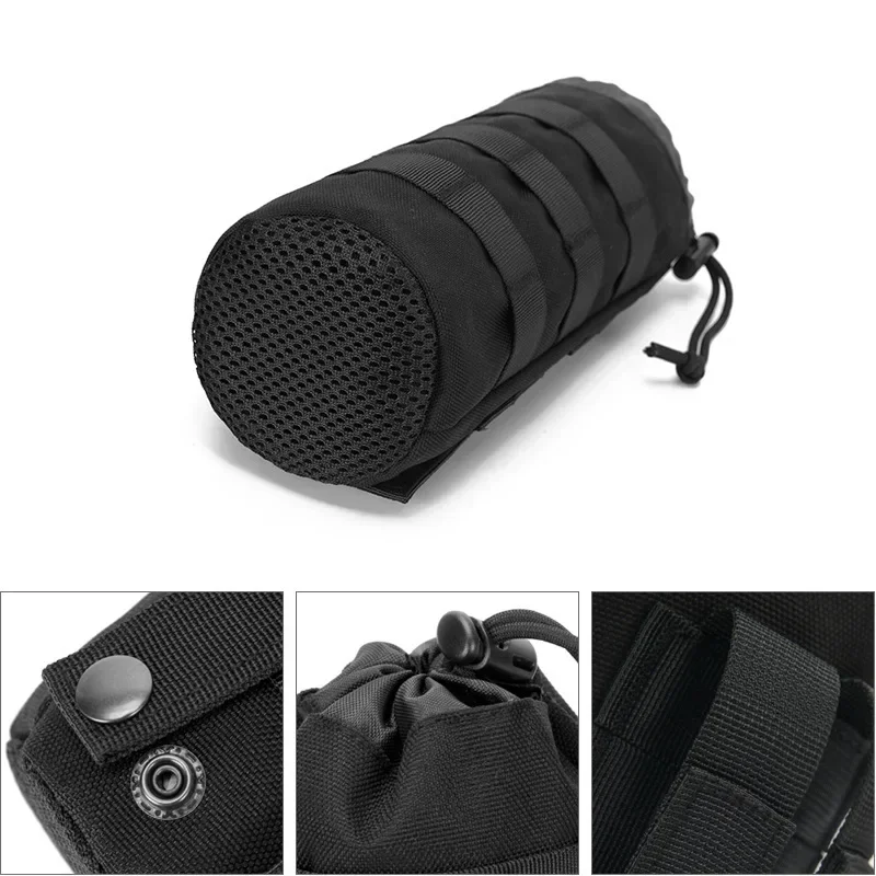 Top Trends: Mesh Kettle Bottle Cup Cover Military Tactical Waist Bag Hanging Outdoor Hiking Camping Sport Molle Drawstring Pouch Shoppable Styles