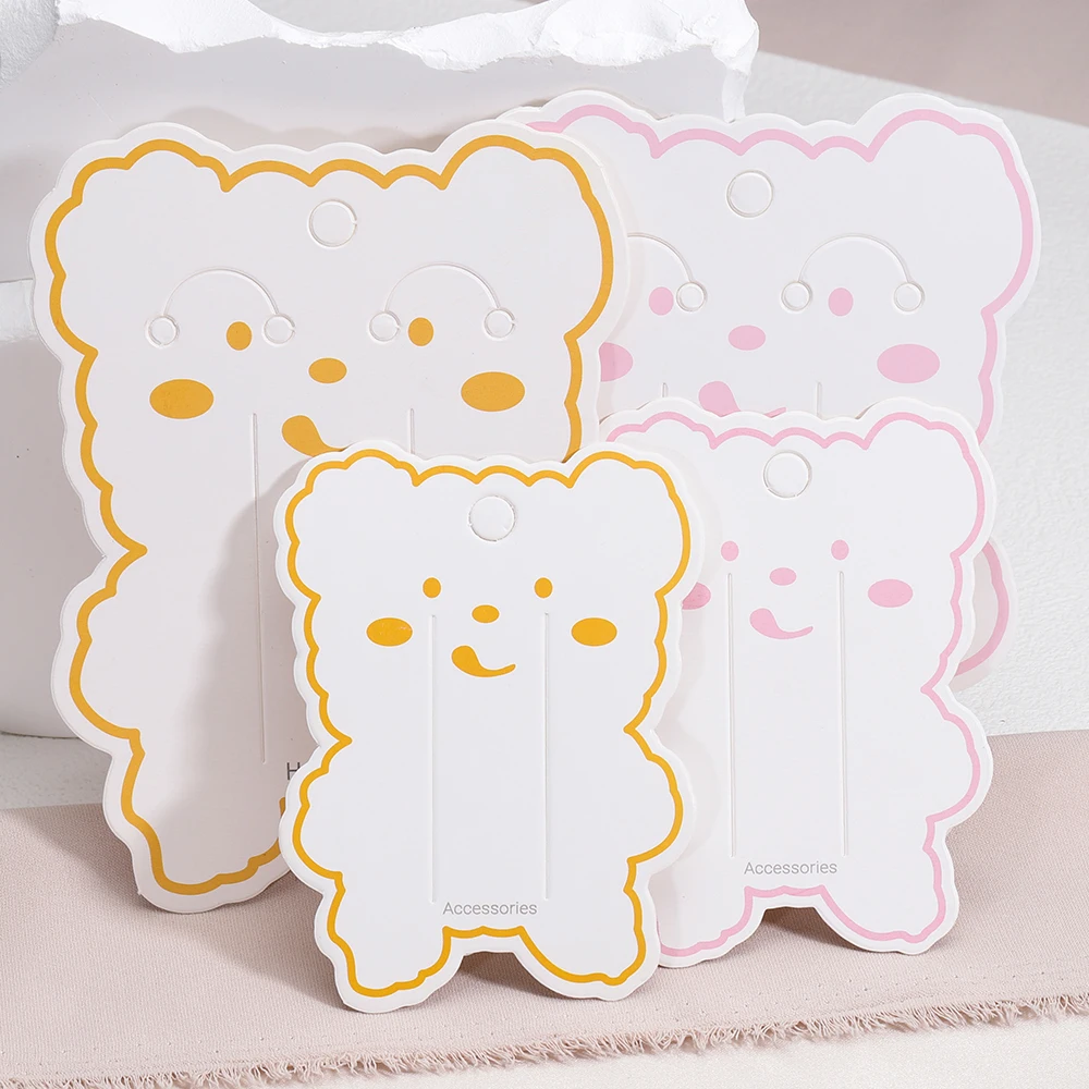 Top Trends: 10-50pcs Cute Hair Accessories Display Card Bear Shape Holder For DIY Kids Hair Rope Hairband Headwear Packaging Card Retail Tag Shoppable Styles