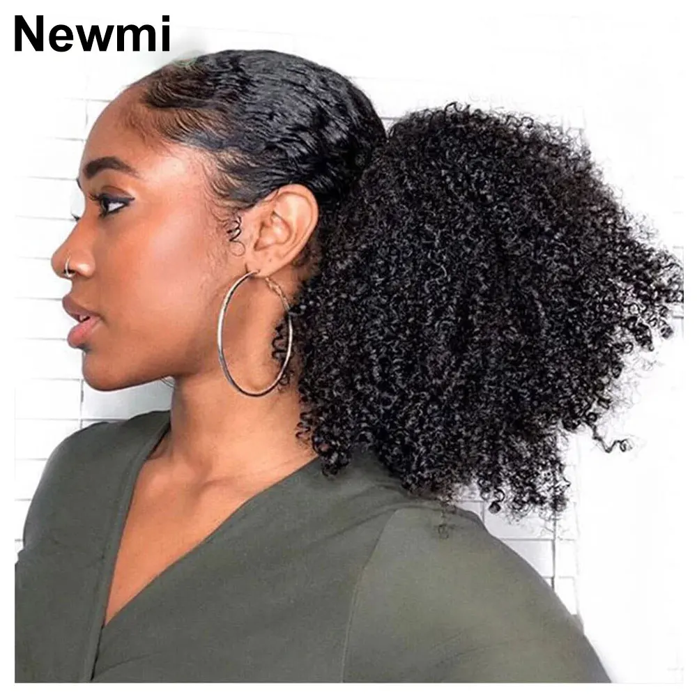 Top Trends: Afro Kinky Curly Ponytail Extensions Human Hair For Black Women 3c 4A Curly Human Hair Drawstring Ponytail Natural Hairpieces Shoppable Styles