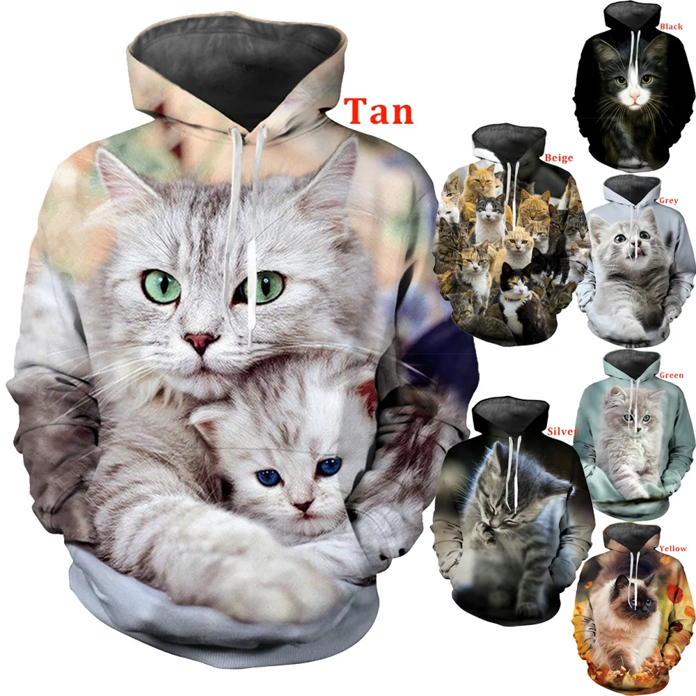 Top Trends: Men / Women Hipster Cats Hoodies Cool Cat Print 3D Hooded Sweatshirts Pullovers XS-5XL Shoppable Styles