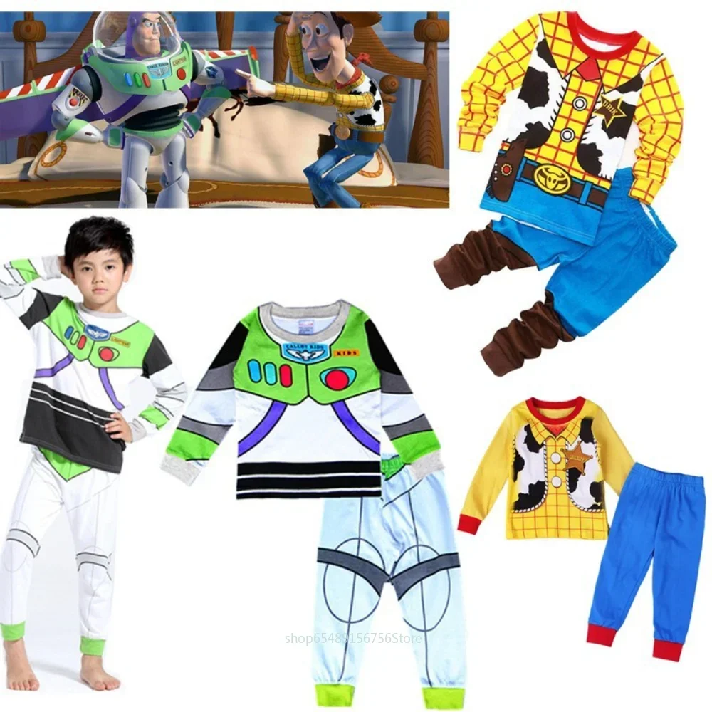 Top Trends: Disney Toy Story Spring Autumn Children's Pijamas Clothing Sets Baby Boys Girls Cotton Buzz Lightyear Woody Kids Sleepwear Shoppable Styles