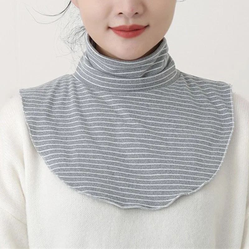 Top Trends: Winter Cashmere False Fake Collar Scarf Women Windproof Stripe Turtleneck Cycling False Collars Detachable Half Top Neck Covers Shoppable Styles