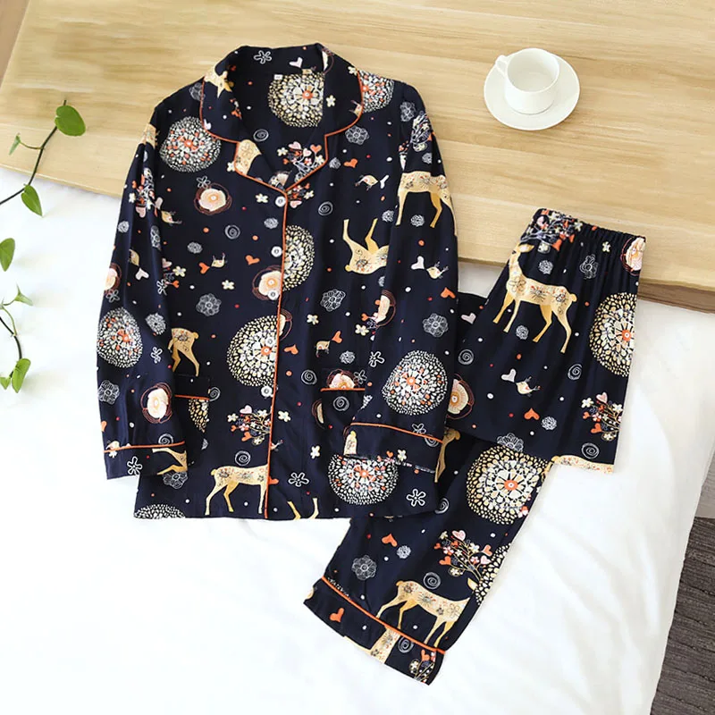 Top Trends: New Spring And Summer Ladies Viscose Pajamas Cover Man-made Cotton Long-sleeved Cartoon Cartoon Loose Soft And Thin Home Service Shoppable Styles