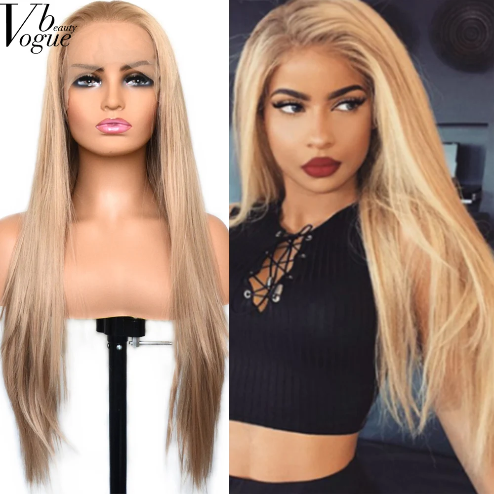 Top Trends: Voguebeauty Honey Blonde Synthetic Lace Front Wig Silky Straight Heat Resistant Fiber Cosplay Wigs For Women Shoppable Styles