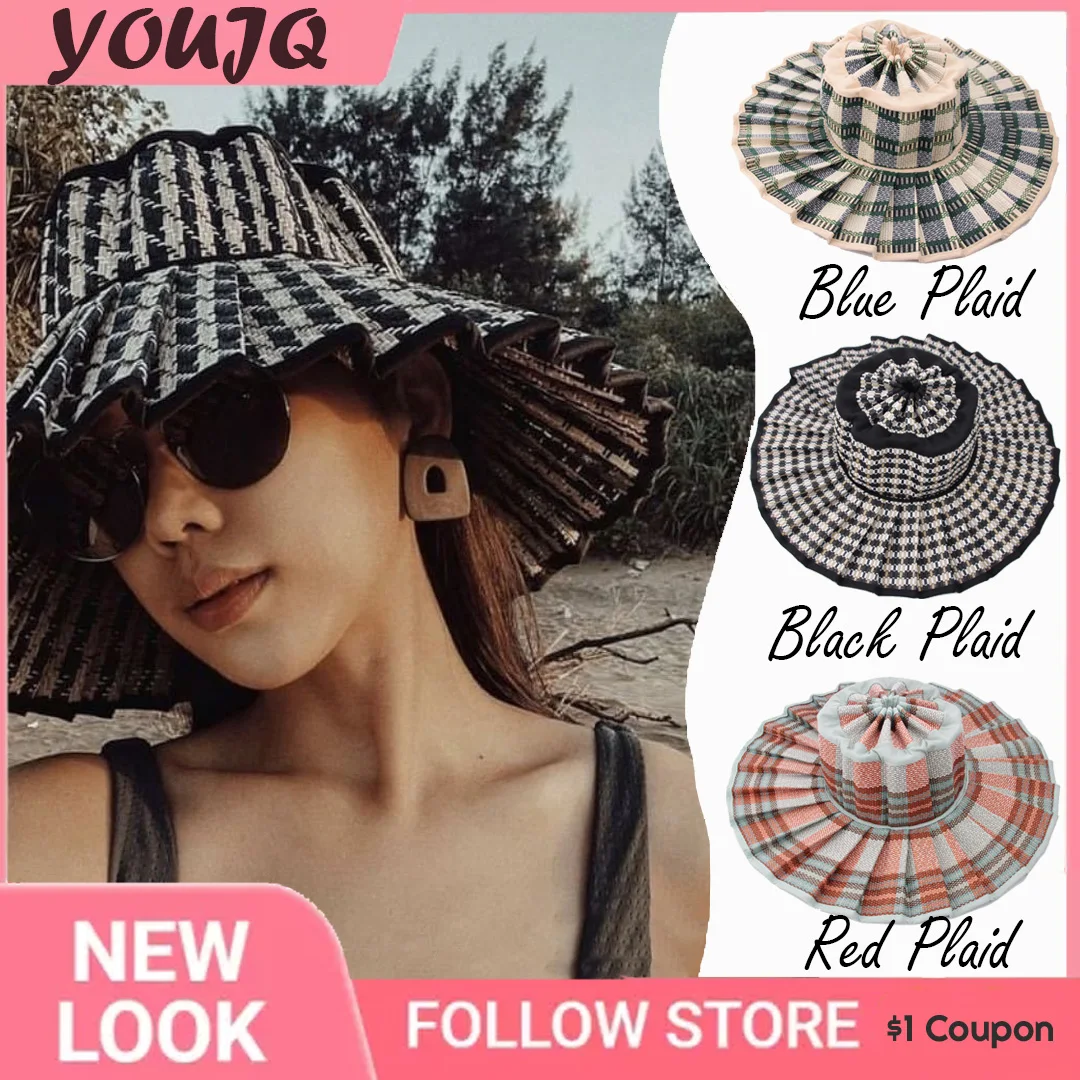 Top Trends: Summer Foldable Pleated Women Sun Hats Casual Top Sunscreen Lorna Style Straw Hat Outdoor Beach Shade Straps Adult Lady Caps Shoppable Styles