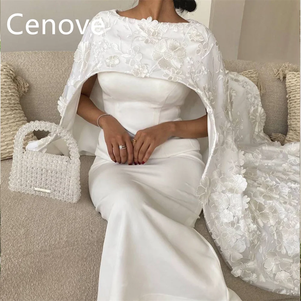 Top Trends: Cenove White O Neckline Prom Dress Short Sleeves With Ankle Length Evening Summer Elegant Party Dress For Women2023 Shoppable Styles