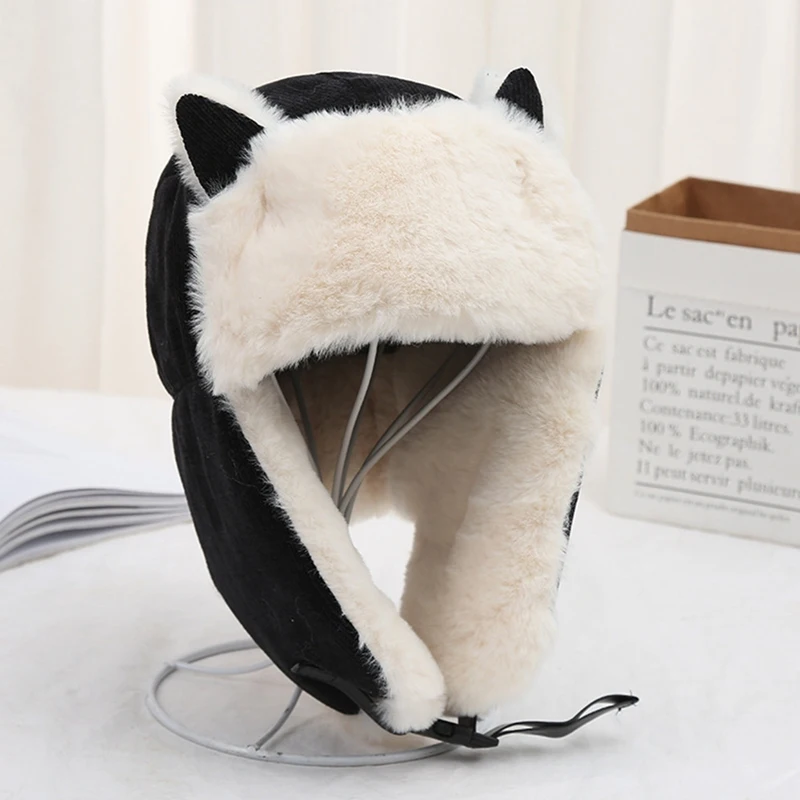 Top Trends: Women Warm Earmuffs Thicken Ear-flapped Hat Winter Cold-proof Warm Cotton Hat Cat Ears Cap 2022 Winter Russian Hat Shoppable Styles