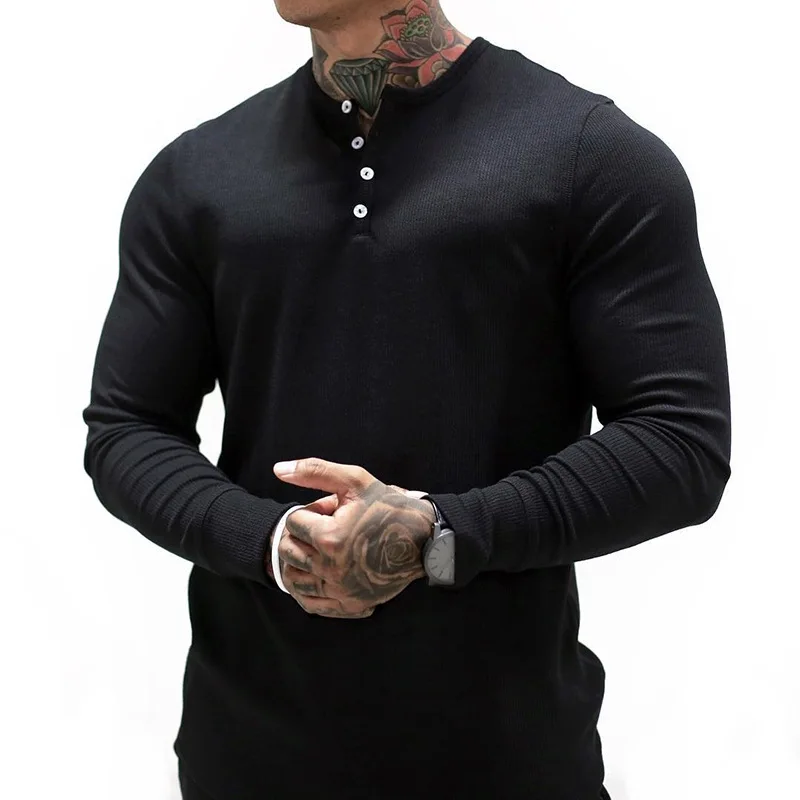 Top Trends: 2022 New Man Fashion T Shirt Casual Fashion Plain Color Long Sleeve High Quality Slim Polo Shirt Men Gym Fitness T-shirt Shoppable Styles