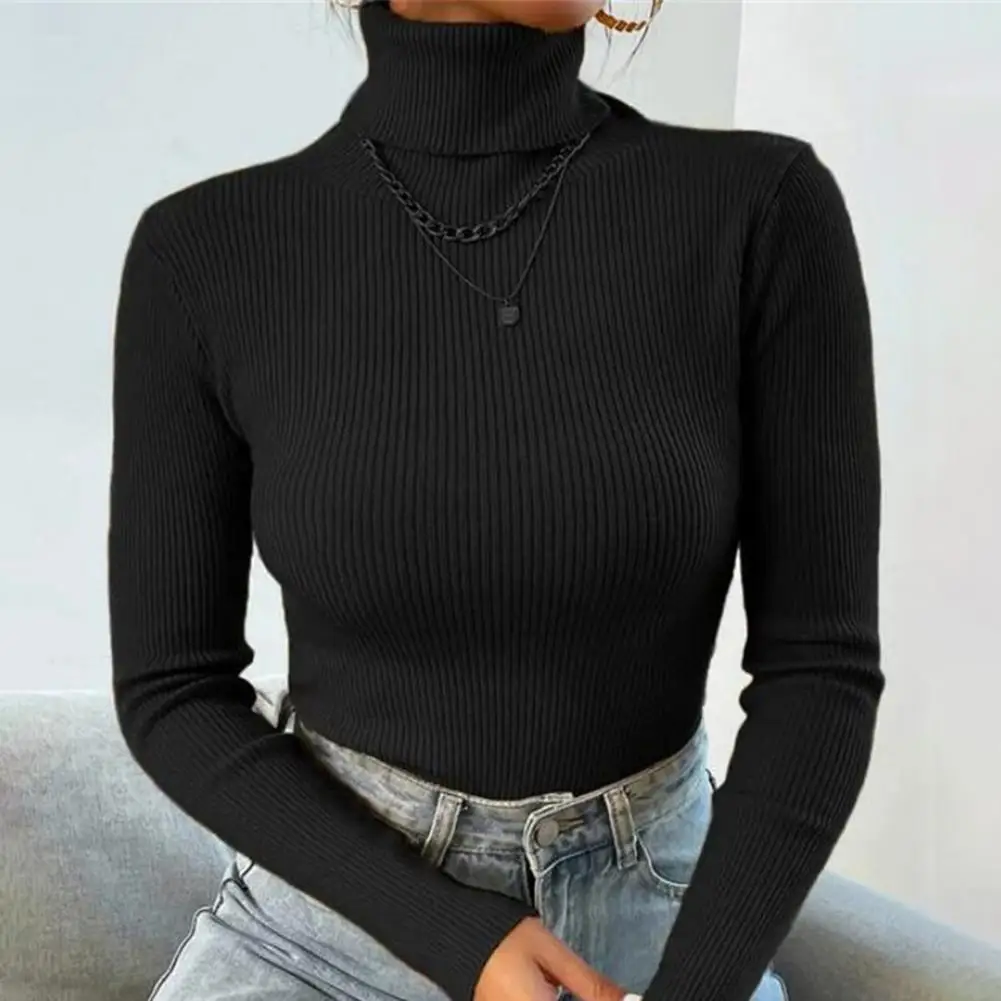 Top Trends: New 2023 Autumn Winter Women Long Sleeve Knit Turtleneck Pulls Sweater Casual Rib Jumper Tops Female Home Pullover Clothes Shoppable Styles