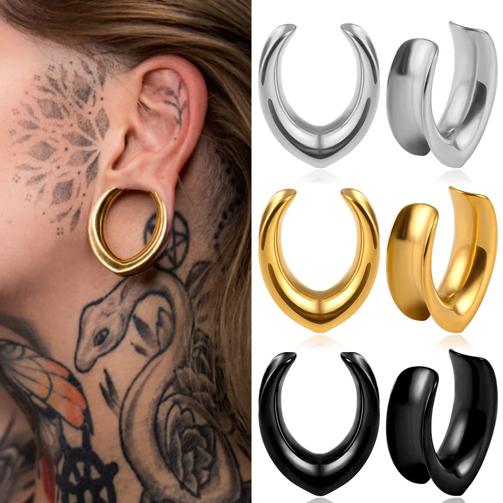 Top Trends: Doearko 2PCS 316 Stainless Steel Saddle Tunnels Plugs Piercing Stretchers Fashion Body Piercing Jewelry Expander Gift For Women Shoppable Styles