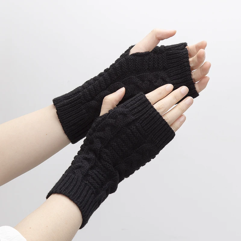 Top Trends: Women Knitted Fingerless Gloves Hand Warmer Winter Gloves Short Arm Sleeve Solid Color Work Mittens Casual Soft Female Gloves Shoppable Styles