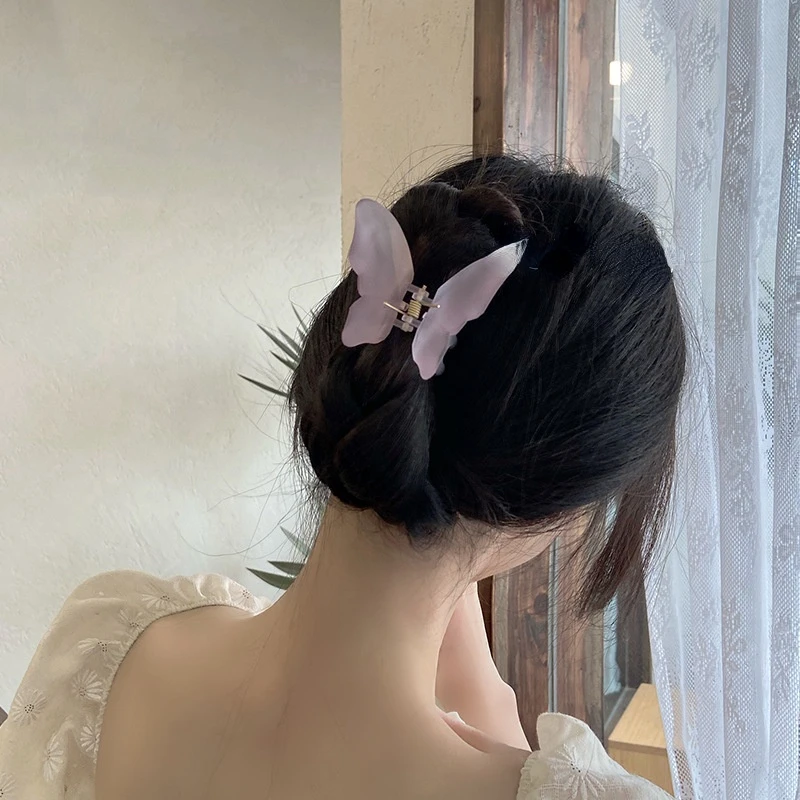 Top Trends: Fashion Butterfly Hair Clip Women Girls Matte Hair Clips Claw Crab Barrette Solid Sweet Simple Hair Clamps Hair Accessories Shoppable Styles - Image 3