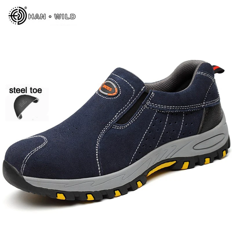 Top Trends: Men Safety Work Shoes Fashion Breathable Steel Toe Slip On Casual Shoe Mens Labor Insurance Puncture Proof Boots Male Shoppable Styles