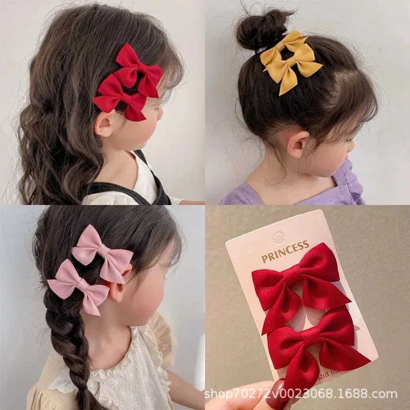 Top Trends: Sweet Solid Color Bows Hair Clip For Kids Girls Handmade Hairpins Barrettes Headwear Fashion Cute Princess Hairpin Birthday Gift Shoppable Styles