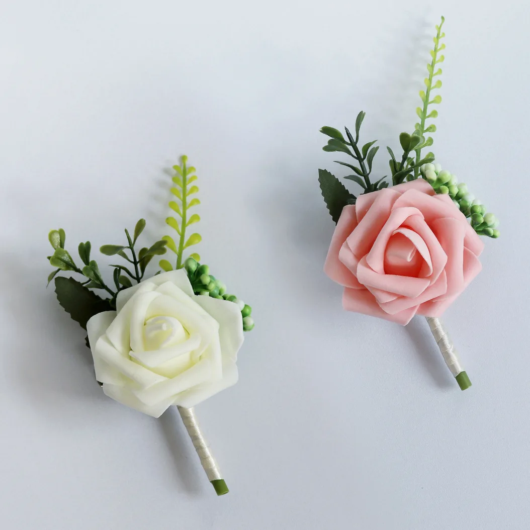 Top Trends: Rose Corsage High-end Fresh Wedding Gift, Groom Bride Lapel Flower, Banquet Wedding Dress, Party Photo Simulation Flower, champag Shoppable Styles