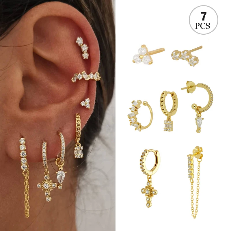 Top Trends: CRMYA Gold Silver Filled Hoop Earring CZ Zircon Heart Higgle Stud Earrings For Women Jewelry Earings Wholesale Aretes De Mujer Shoppable Styles