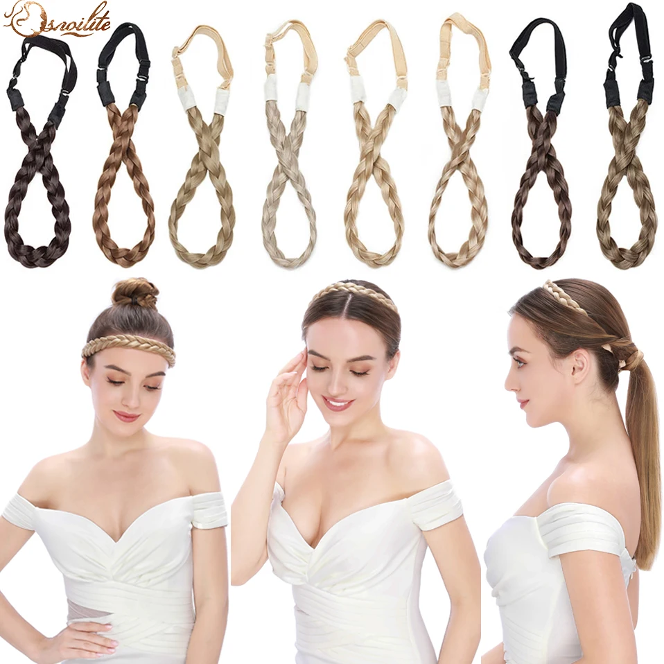 Top Trends: S-noilite 3 Sizes Synthetic Headband Braids Hair With Adjustable Belt Plaited Hairband Bohemian Style Women Hairstyle Hairpieces Shoppable Styles