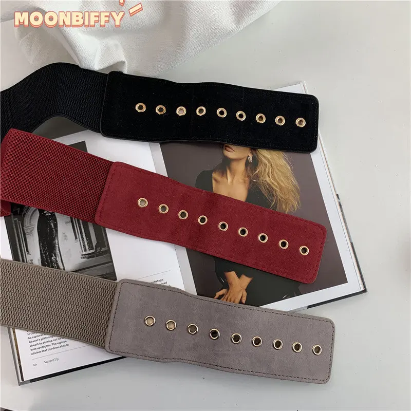 Top Trends: Suede Belts For Womens Belt Elastic Lady Clothes Korean Style Buckle Elastic Wide Belt All-match Clothes Decor 2022 Shoppable Styles - Image 6