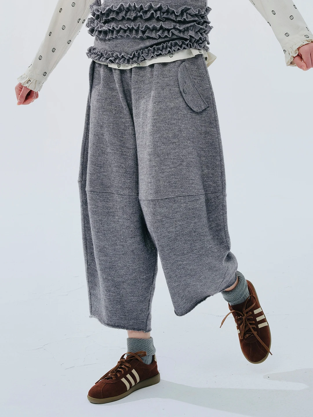 Top Trends: Imakokoni 2024 Spring Original Gray Blend Radish Thigh Pants 244444 Shoppable Styles