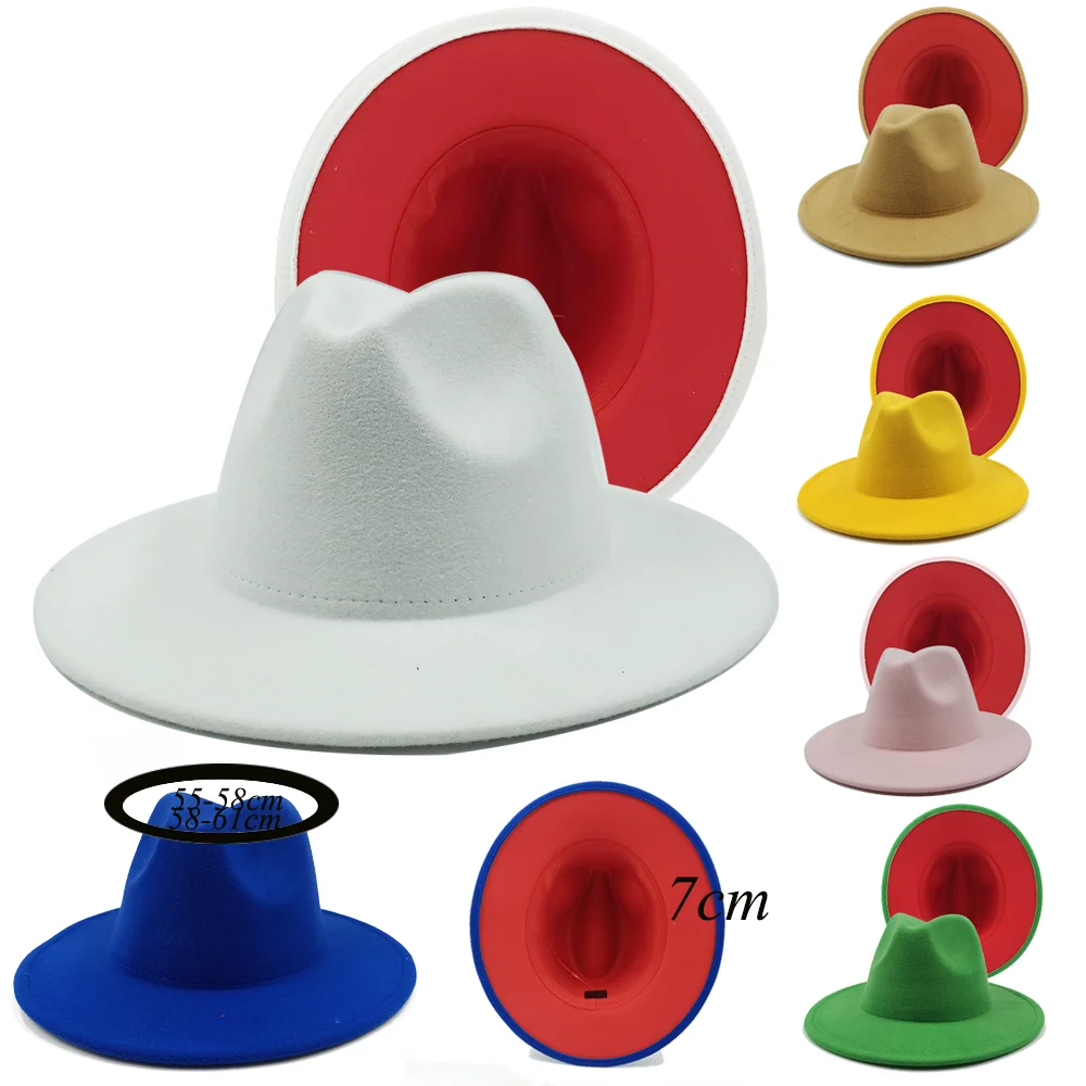 Top Trends: Red Bottom Fedoras Men`s Cap Jazz Hats Cowboy Hat For Women And Men Double-sided Color Cap Top Hat Wholesale 2022 Shoppable Styles