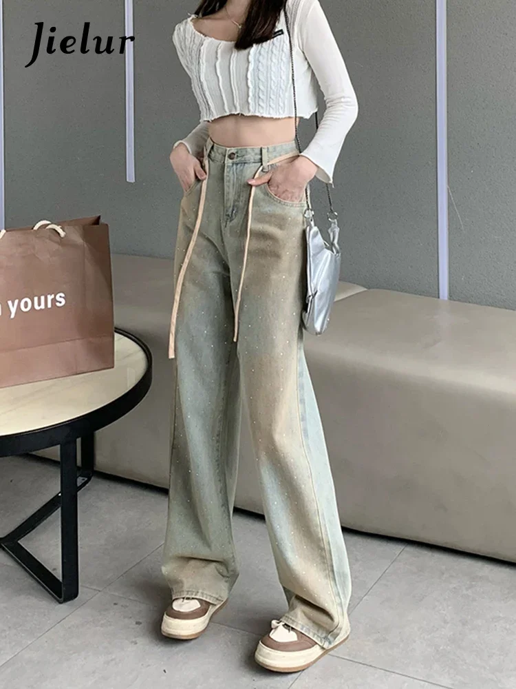 Top Trends: Jielur Autumn High Waist Vintage Chicly Women Jeans Sexy Hollow Out Straight Leg Trousers Female Fashion Street Blue Woman Jeans Shoppable Styles