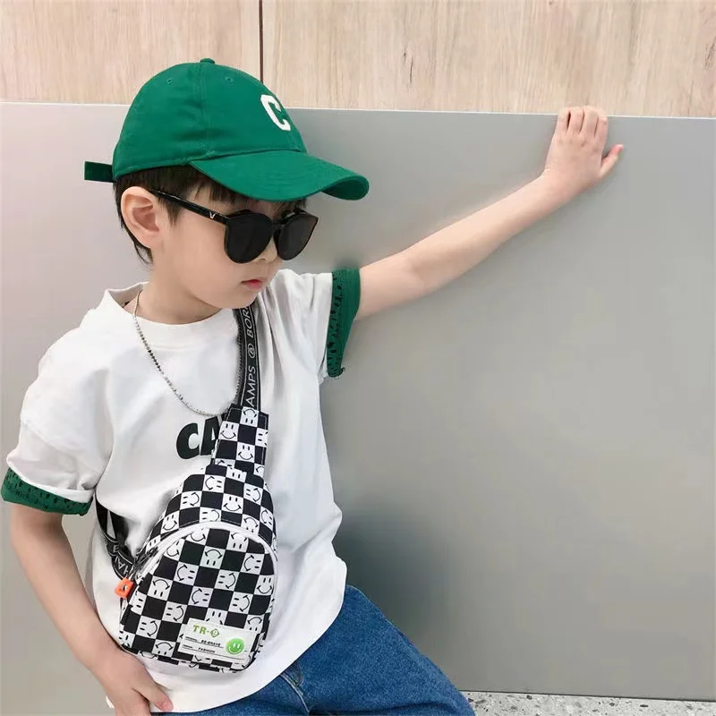 Top Trends: Casual Cool Baby Boys Chest Bags Portable Cute Kids Girls Coin Purse Handbags Checkerboard Plaid Children Shoulder Crossbody Bag Shoppable Styles