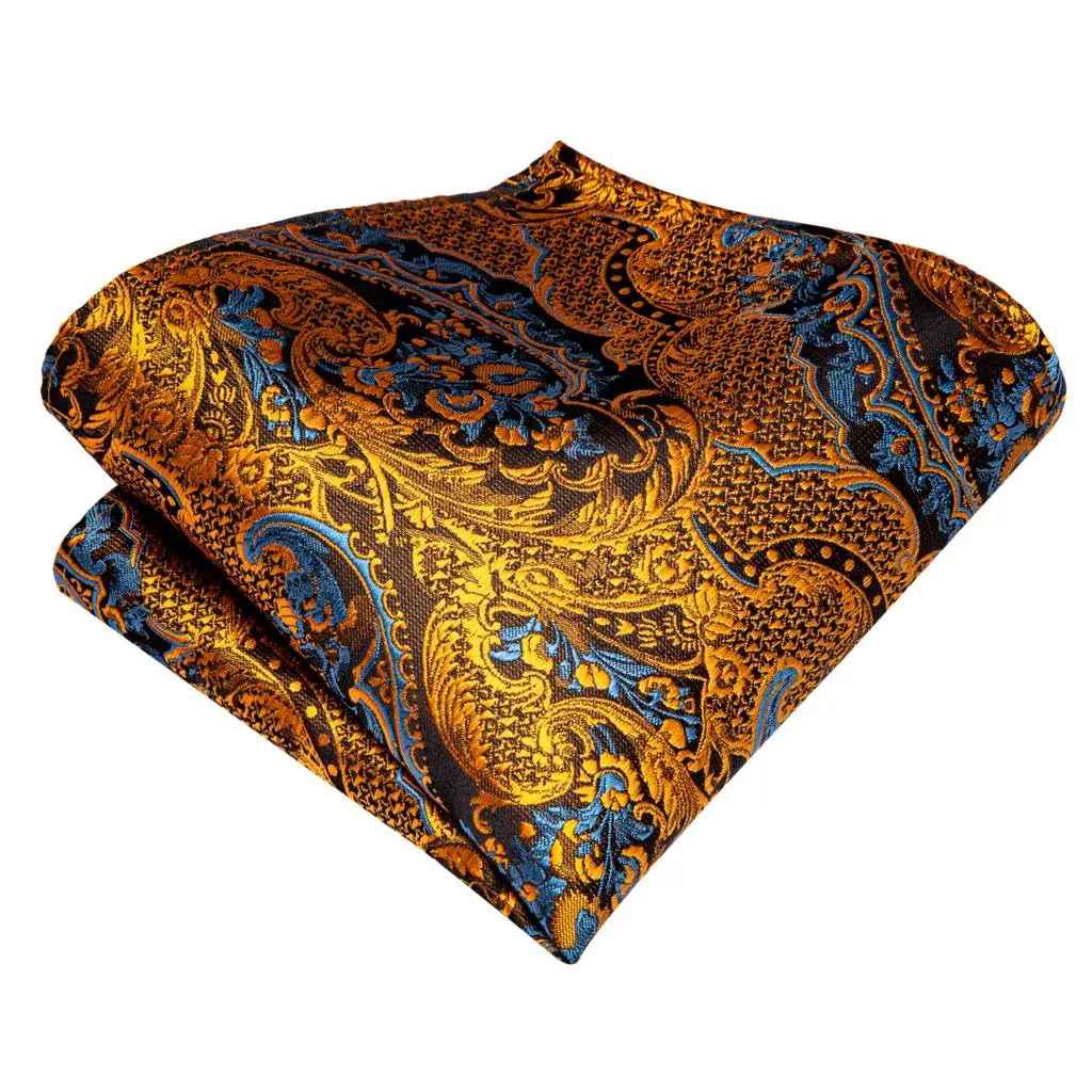 Top Trends: Hi-Tie 100% Silk Luxury Mens Ties Floral Black Gold Ties Paisley NeckTie Pocket Square Cufflinks Set Men's Wedding Party Tie Shoppable Styles - Image 5