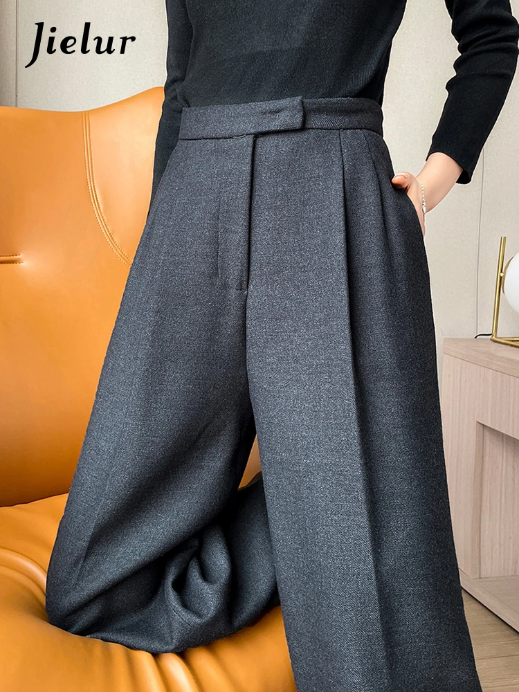 Top Trends: Jielur Autumn Slim High Waist Straight Women&#039;s Pants Casual Solid Color Loose Chic Female Wide Leg Pants Fashion Office Ladies Shoppable Styles