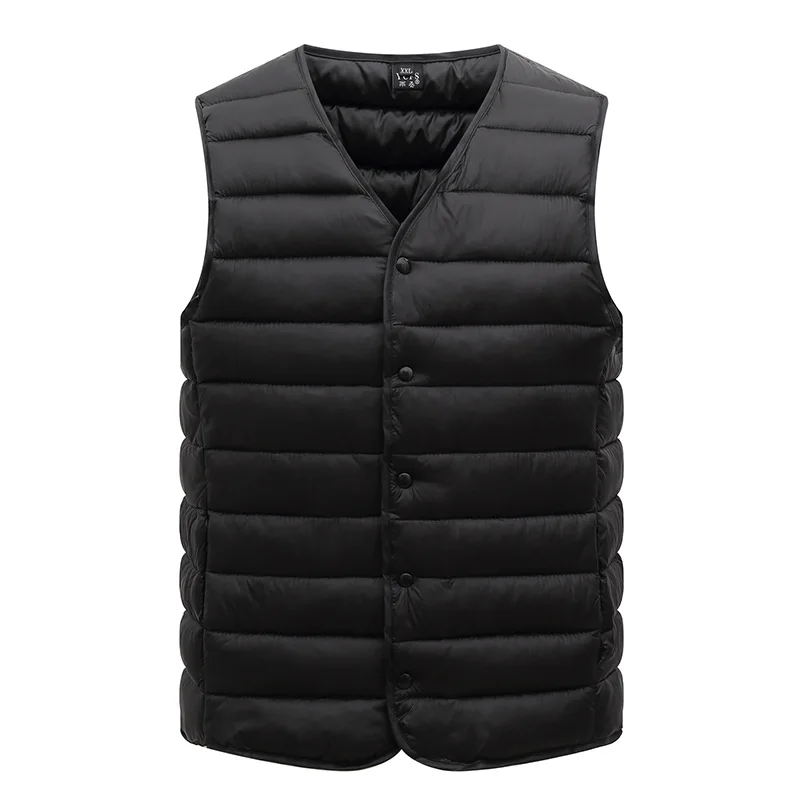 Top Trends: L-5XL Men Ultra Light Down Vest Jacket Male Winter Warm Liner V-neck Sleeveless Vest Coat For Middle Aged Elderly Dad&#039;s Clothes Shoppable Styles