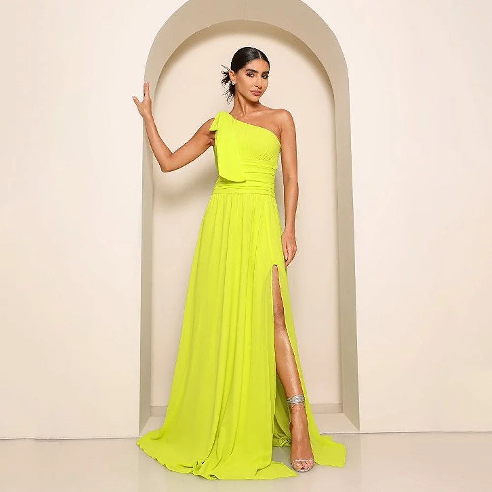 Top Trends: JEHETH Modern Evening Dress One Shoulder Sleeveless A-Line Prom Dress Sexy Chiffon Side Split Empire فساتين للحفلات الراقصة Shoppable Styles - Image 3