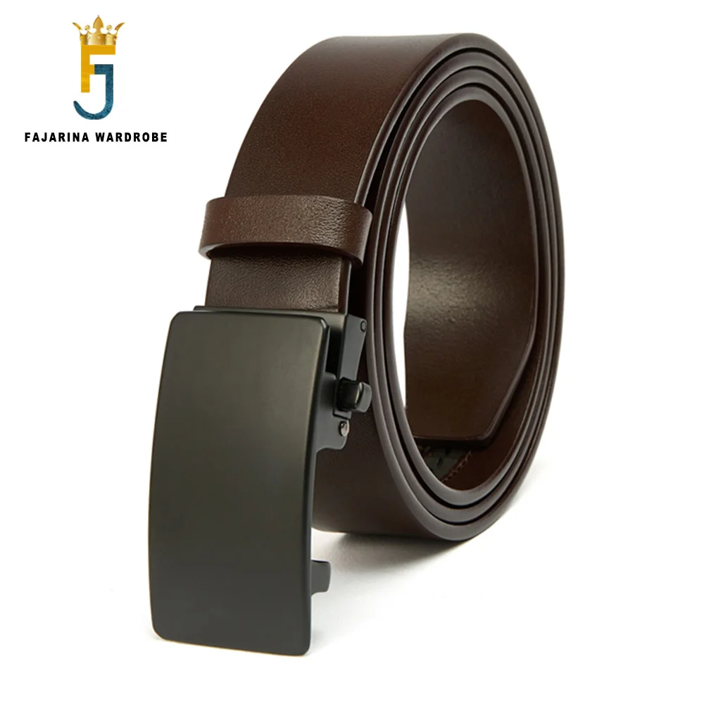 Top Trends: FAJARINA New Arrived Top Quality Cow Genuine Formal Automatic Buckle Men 3.5cm Width Men's Solid Cowskin Leather Belts Styles Shoppable Styles