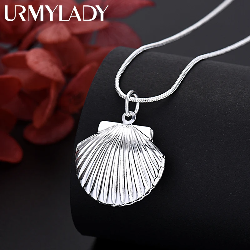 Top Trends: New Arrive 40-75cm 925 Sterling Silver Seashell Photo Open Frame Necklace Snake Chain For Woman Man Wedding Jewelry Wholesale Shoppable Styles