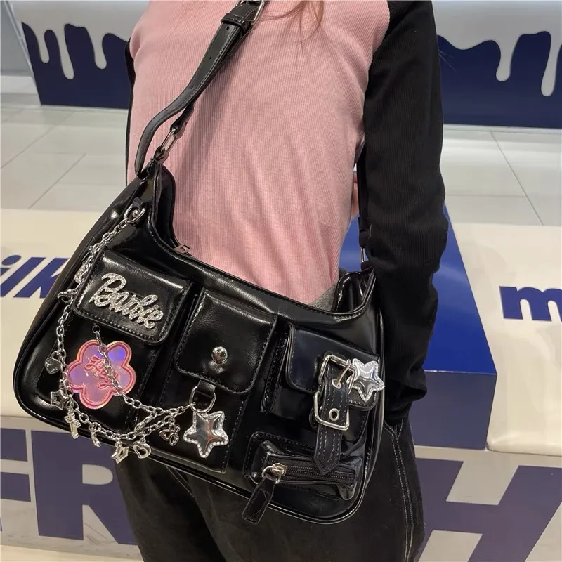 Top Trends: HAEX Y2K Women Shoulder Bags Fashion 2023 New Punk Patchwork Chains Moto Style Bolso Mujer Vintage Multi Pockets Crossbody Bags Shoppable Styles