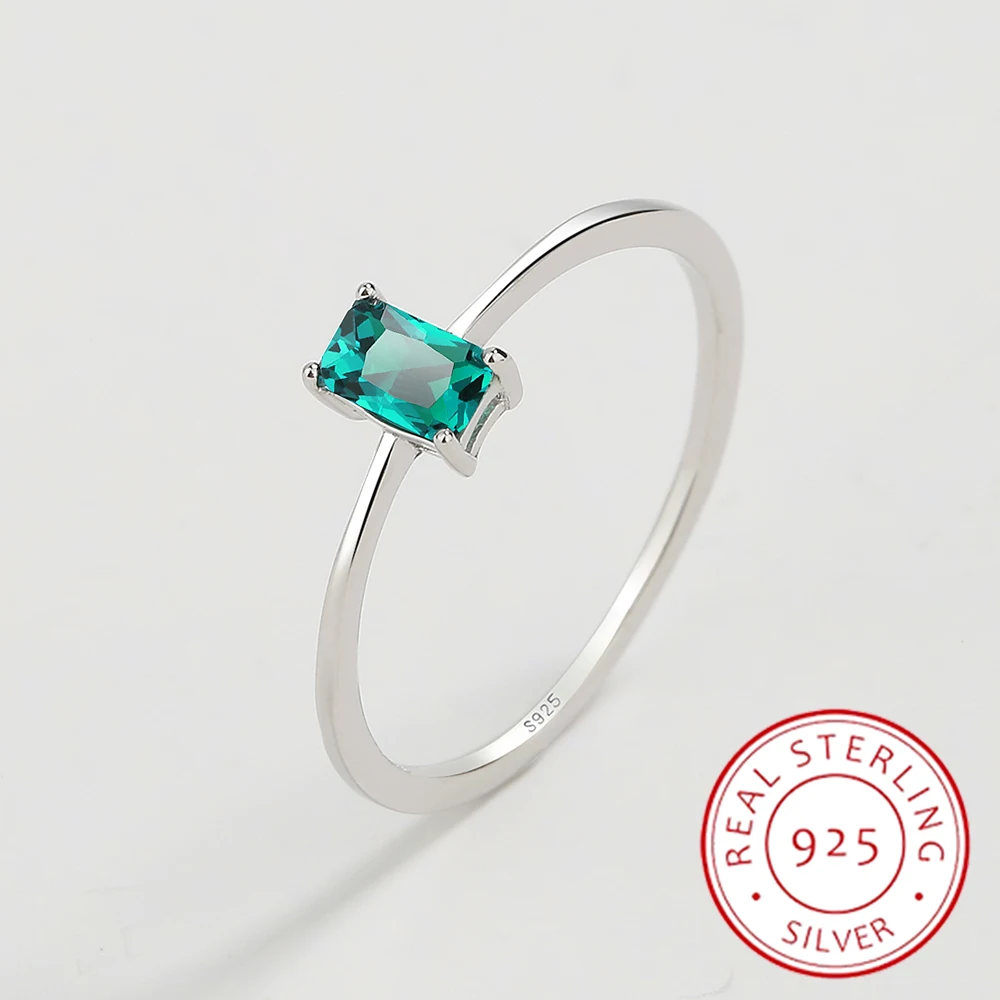 Top Trends: 2022 NEW Classic Paraiba Rectangular Emerald Original S925 Sterling Silver Rings For Women Sapphire Diamond Engagement Jewelry Shoppable Styles