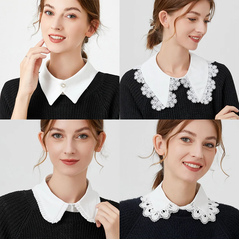 Top Trends: Formal False Collar Women Embroidery Faux Col Half Shirt Blouse Fake Collars Sweater Shirt Detachable Collars Accessories Shoppable Styles