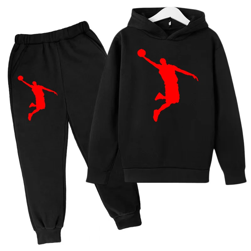 Top Trends: Spring Autumn Children Basketball Clothing Hoodies Pant Set Boys Girls Holiday Gifts 3-12 Years Kids Black Coat Sports Suit Shoppable Styles