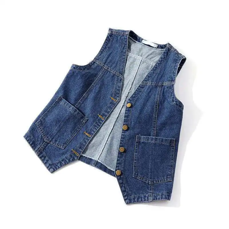 Top Trends: Fashion V-Neck Denim Vests Women Spring Summer Short Sleeveless Jacket Casual Single-Breasted Oversize Jean Waistcoat Shoppable Styles - Image 4