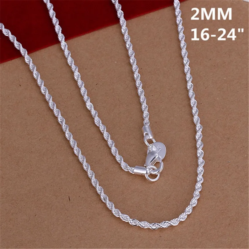 Top Trends: 16-24INCHES 925 Sterling Silver 2MM Rope Necklace Beautiful Fashion Elegant For Women Men Chain Cute Can Pendant Shoppable Styles