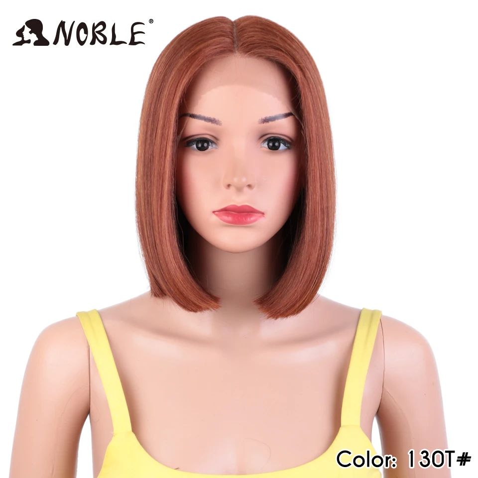 Top Trends: Noble Cosplay Synthetic Lace Wig Cosplay Wig Short Bob Straight 12" Color Yellow Lace Wig Ombre Blonde Wig For Black Women Wig Shoppable Styles