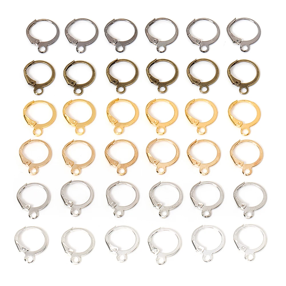 Top Trends: 50pcs / lot 13x15mm Gold Silver Color French Earring Hook Earwire Earrings Clasp Base Fitting For DIY Jewelry Making Accessories Shoppable Styles