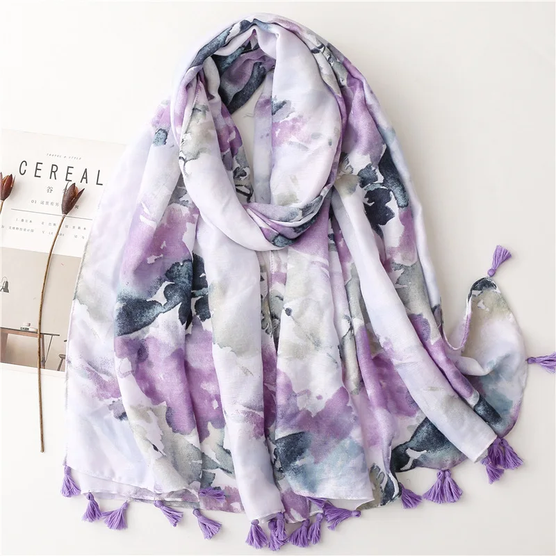 Top Trends: 2023 New Brand Women Scarf Fashion Print Viscose Spring Winter Warm Shawls And Wraps Muslim Hijab Lady Pashmina Foulard 180*90Cm Shoppable Styles