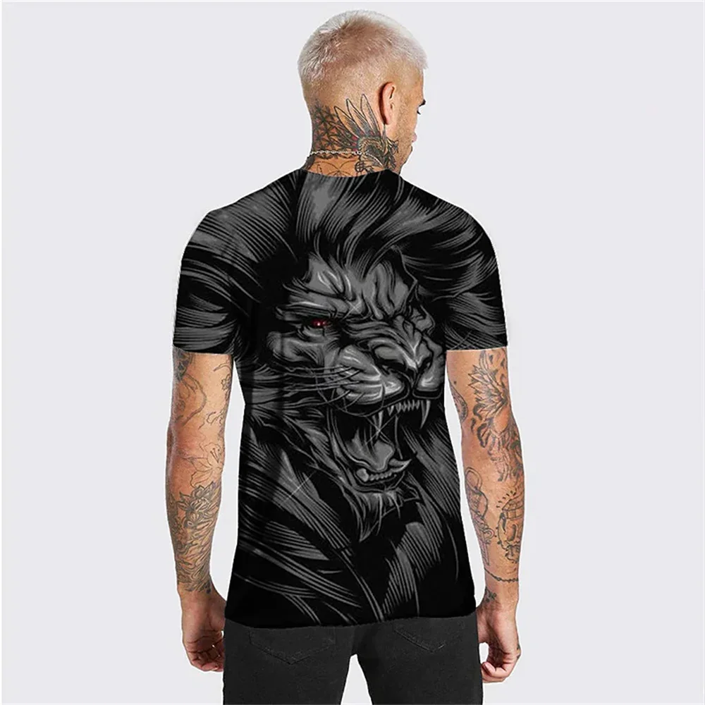 Top Trends: 2023 Cotton Summer T-shirt Men Animal Lion 3d Print Fashion Short Sleeve Top Micro Elastic Sport Fitness T Shirt For Men Shoppable Styles - Image 4