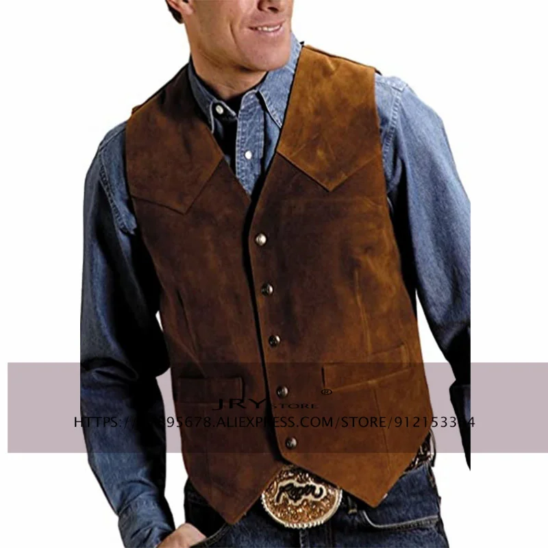 Top Trends: Men&#039;s Cow Leather Suit Waistcoat Steampunk Vest Western Cowboy Style S-XXXL Shoppable Styles