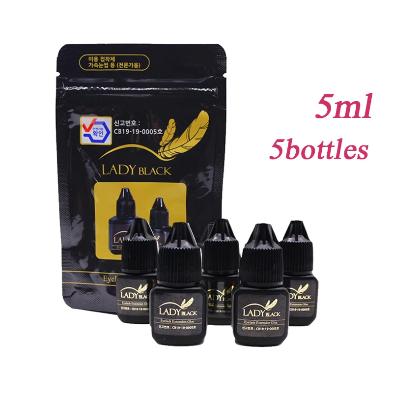 Top Trends: 5 Bottles Lady Black Glue For Eyelash Extensions 5ml Korea Fast Drying Extra Strong Adhesive Lasting Over 6 Weeks Shoppable Styles